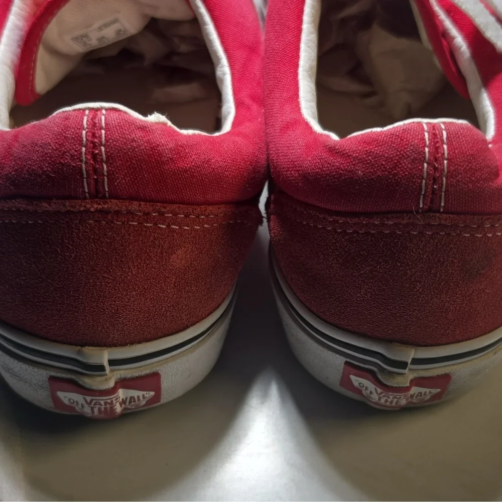 VANS Old Skool Red/White Canvas Low Top Lace Up Women's Casual Sneakers